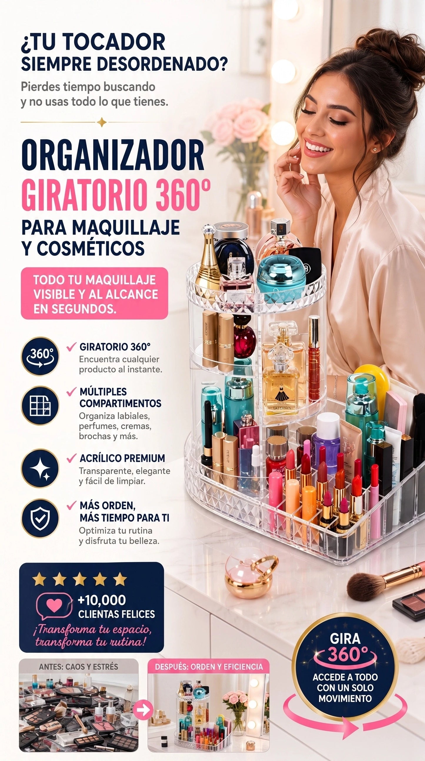 ORGANIZADOR MAQUILLAJE 360°