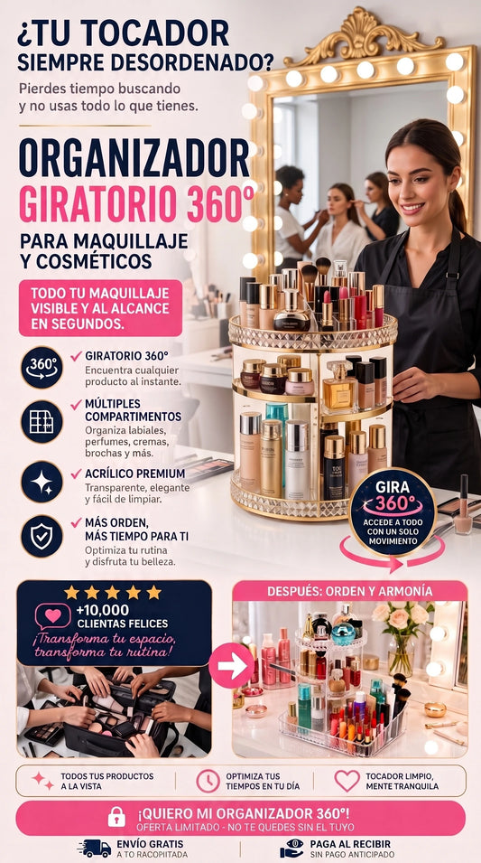 ORGANIZADOR MAQUILLAJE 360°